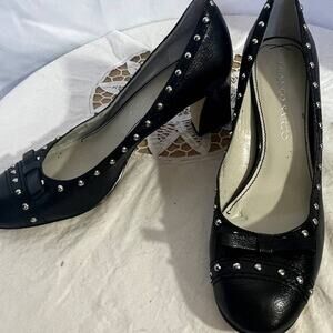 Franco Sarto Size 7 3" heels Black studs Leather Woman's shoe